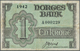 02171 Norway / Norwegen: 1 Krone 1942 P. 17a With Very Low Serial Number #A000229, So This Note Was The 22 - Noorwegen