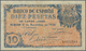 02408 Spain / Spanien: 10 Pesetas 1936 P. 98a, Vertical And Horizontal Folds, Small Restoration At Upper A - Other & Unclassified