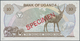 02564 Uganda: 10 Shillings ND(1973) SPECIMEN P. 6s, In Condition: XF+ To AUNC. - Uganda