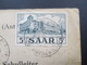 Saargebiet 1953 Postkarte Antwortkarte Aufnahmebescheinigung Evangelische Volksschule Hangard Saar. - Lettres & Documents