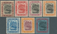 05021 Brunei: 1908/1931, 'Huts And Canoe' Seven Different Stamps All With 'SKY RETOUCH At Upper Left' (Pos - Brunei (1984-...)