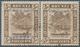 05055 Brunei: 1942, Blue Overprint: Horizontal Pair With Left Double Ovpt. (one Inverted) And Right Normal - Brunei (1984-...)