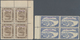 05063 Brunei: Japanese Occupation, 1942, Blocks Of Four MNH: Blue Ovpt. On 2 C. And 4 C., Both Bottom Left - Brunei (1984-...)