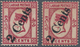 05165 Labuan: 1885, QV 8c. Carmine Handstamped Diagonal '2 Cents' In Type 9 Two Stamps With Normal Or REVE - Other & Unclassified