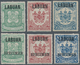 05193 Labuan: 1896, North Borneo Coat Of Arms 25c. Green To $1 Blue With LABUAN Opt. Two Sets Incl. One Wi - Other & Unclassified