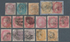05261 Malaiische Staaten - Straits Settlements: 1855-65, Group Of 16 East India Stamps, Two On Piece, Used - Straits Settlements