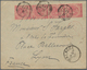 05282 Malaiische Staaten - Straits Settlements: 1889, QV 2c. Pale Rose With Wmk. Crown CA Vert. Strip/4 On - Straits Settlements