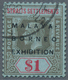 05378 Malaiische Staaten - Straits Settlements: 1922, Malaya-Borneo Exhibition $1 Black And Red/blue Wmk. - Straits Settlements