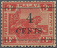 05572 Malaiischer Staatenbund: 1918 UNISSUED "4/CENTS." On 3c. Scarlet, Unused With Small Part Orig. Gum, - Federated Malay States