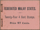 05573 Malaiischer Staatenbund: 1919 BOOKLET 97c. Containing 24 Stamps 4c. Scarlet In Panes Of Six And Inte - Federated Malay States