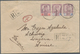 05677 Malaiische Staaten - Johor: 1922, RENGAM: Sultan Sir Ibrahim 10c. Purple/blue (two Singles) And 4c. - Johore