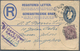 05680 Malaiische Staaten - Johor: 1923, INCOMING MAIL, South Africa: 6 D Blue KGV Registered Pse Uprated W - Johore