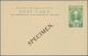 05997 Malaiische Staaten - Kelantan: 1937, 2 C Green Sultan Ismail Postal Stationery Card, Diagonal Ovp "S - Kelantan