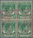 06073 Malaiische Staaten - Malakka: Japanese Occupation, 1942, KGVI 3 C. Green, A Block Of Four With Full - Malacca