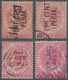 06490 Malaiische Staaten - Perak: 1886-87, Four Different Singles 2c. Rose With Different Overprints "One - Perak