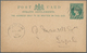 06508 Malaiische Staaten - Perak: 1894, TAPAH: Straits Settlements QV 1c. Green Stat. Postcard Optd. 'PERA - Perak