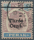 06530 Malaiische Staaten - Perak: 1900, Tiger Head 8c. Dull Purple And Ultramarine Surch. 'Three Cent' Wit - Perak