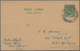 06637 Malaiische Staaten - Perak: 1930/1938, CHEMOR: Sultan Iskandar 2c. Green Stat. Postcard Used With Fi - Perak