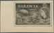 07014 Malaiische Staaten - Sarawak: 1955 (ca.), QEII Definitive Issue 15c. 'Turtles' Black/white FOTOGRAPH - Other & Unclassified