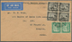 07262 Malaiische Staaten - Selangor: 1938, Airmail Letter Bearing 6 Values Of The Mosque Issue Making A Ra - Selangor