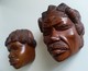 Art Africain - Têtes D'un Couple Africain En Bois - Hauteur : 14 Cm - Poids : 1 Kg 460 - En Parfait état - - African Art