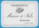 Etiquette Ancienne 21 CHAMBERTIN MAIRE & FILS Beaune Côte D'Or Vin De Bourgogne  * Héraldisme Wine - Bourgogne