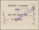 Deutschland - Notgeld - Elsass-Lothringen: Altthann, Oberelsass, Gemeinde, 0,10, 0,20 Mark, 1915, Mi - Autres & Non Classés