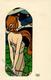 Kirchner, Raphael Frau Jugendstil Präge-Karte I- Art Nouveau - Kirchner, Raphael