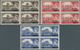 08074 Bahrain: 1955, Overprints On GB "Castles", Three Values Each As Block Of Four, Unmounted Mint (some - Bahrein (1965-...)