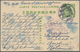 08216 China - Ganzsachen: 1915, Kirin POW Camp: Junk 1 C. Light Green Canc. Boxed Bilingual "KIRIN 7.8.21" - Cartes Postales