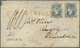 08672 Indien: 1854 (17 Oct), Lithographed ½a. Blue, Die I, Horizontal Pair Used On Cover From Wuzeerabad T - Sonstige & Ohne Zuordnung