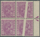 08734 Indien: 1932 KGV. 1a3p. Mauve, Wmk Mult Star Inverted, Right Hand Marginal Block Of Four With A SPEC - Sonstige & Ohne Zuordnung