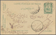 08910 Iran: 1910-20, 2 Ch. Brown Provisoire Overprinted Postal Stationery Card Message Written In Morse An - Iran