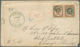 08968 Japan: 1876, The Green TOKEI Cover: Old Koban 5 S. Brown Horizontal Pair Canc. Small Green Flower Of - Sonstige & Ohne Zuordnung