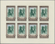 09099 Jemen: 1952, Four Different Imperforate Sheetlets Of Eight Incl. Building Definitives 12b. And 20b., - Jemen