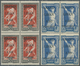 09343 Libanon: 1924, Olympic Games, Complete Set As Blocks Of Four, 50c. On 10c. With Variety "Small Fat A - Liban