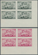 09505 Libanon: 1950, Conference Of Leban. Migrants Complete Set Of Six In IMPERFORATE Blocks Of Four From - Liban