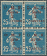 09834 Syrien: 1920, 2pi. On 25c. Blue, Block Of Four, Both Left Stamps Showing Multiple Varieties (apparen - Syrie