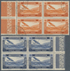 09863 Syrien: 1934. Complete Airmail Set (10 Values) In Stamped Margin Blocks Of 4. Rare Offer In This Way - Syrie