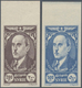 09893 Syrien: 1944, President Schukri El-Kuwatli 200p. Brown And 500p. Blue Imperforate PROOF On Part Gumm - Syrien