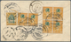 09944 Thailand: 1910, Registered Cover 32 St. Rate Including 2 St. Orange & Green Block Of Four On Reverse - Thaïlande