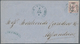 11325 Ägypten: 1866, Folded Letter Bearing 1 Pia Lilac, Sent With Blue Cds "CAIRO 8 MAG 67" To Alessandria - 1915-1921 Protectorat Britannique