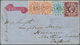 11636 Neusüdwales: 1866, 2 X 1 D Brick-red, 2 D Pale Blue And 6 D Purple (imperforated At Right), Each Tie - Lettres & Documents