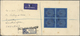 11727 Bermuda-Inseln: 1938, KG VI 2 Sh. Deep-blue/light-blue/purple In Block Of Four On Registered Airmail - Bermudes