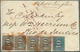 11748 Brasilien: 1854, 60 R. Black, A Horizontal Strip-4 And 10 R. Blue All Imperforated Tied By Red Pmk. - Altri & Non Classificati