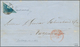 11847A Chile: 1856, A Folded Letter Bearing A DIAGONAL BISECTED Columbus 10 C Blue Tied By Barr-cancel With - Chile