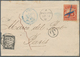 11867 Costa Rica: 1882 Cover (trimmed 3.5 Cm At Left) To Paris Bearing 1863 2r. Red With Blue "cross" Canc - Costa Rica