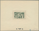 11936 Fezzan: 1946, 50fr. Map/Camel Horseman, Four Epreuve In Bue, Orange-red, Dark Green And Purple. Maur - Lettres & Documents