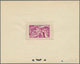 11936 Fezzan: 1946, 50fr. Map/Camel Horseman, Four Epreuve In Bue, Orange-red, Dark Green And Purple. Maur - Lettres & Documents