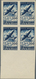 11937 Fezzan: 1948, Imperf Air Mail Set Of Two Values In Margin Blocks Of Four, Mint Never Hinged, Fine An - Lettres & Documents